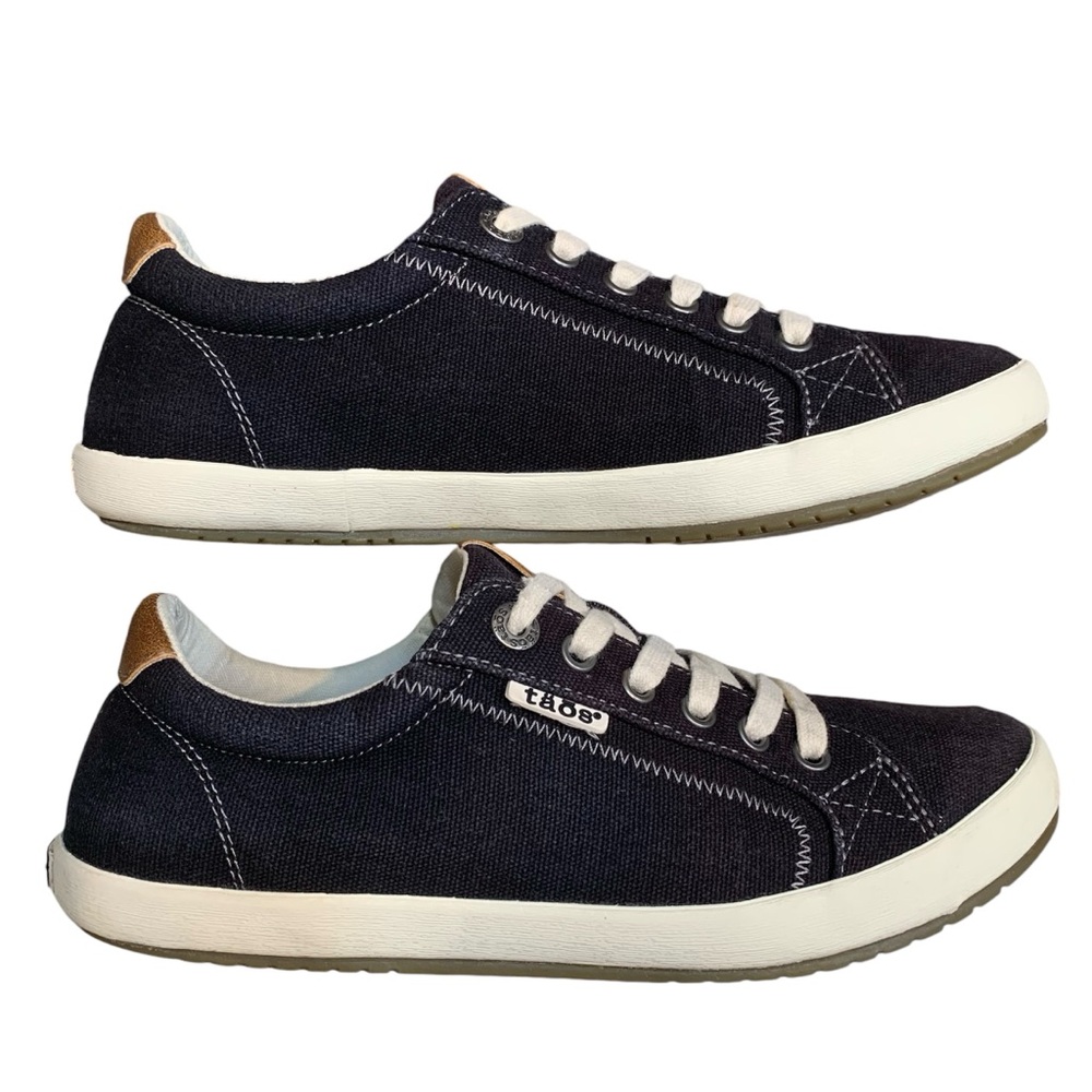 Taos Star Black/Charcoal Canvas Sneaker 8.5 Lace Up Low Top Casual Comfort Shoes - Picture 6 of 16
